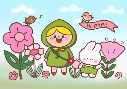 黄头发的妹妹穿着绿色雨衣