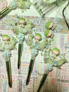 做了好多抹茶绿天使萌粒笔 看着都治愈