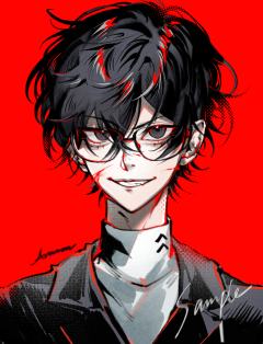 画了疯批主明红底证件照两枚✌🏻