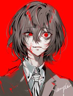 画了疯批主明红底证件照两枚✌🏻