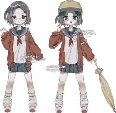 *画了自家的小女孩们