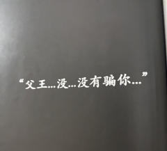 【含剧透】
父王没有骗我，他从未忘记我们的约定。
店家：如约