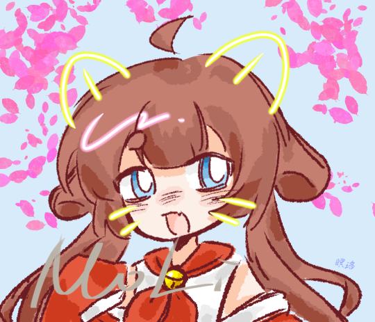 哈基米～昨晚搓出来的一只茉莉（好久没指绘了，手机屏幕小小的画着怪累的）话说为什么没法关联角色？