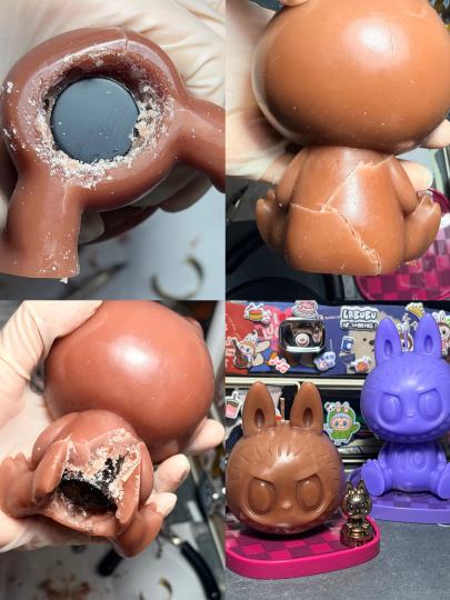 看了娃友的接生，很完美，而我失败了…稍微用力一点就裂开了，保小，身体融了香薰，留了大头摆设。金属小布布还挺重。