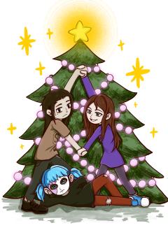 之前圣诞画的摸鱼，还有一个很古早的摸鱼，有模版哦，主页还要公