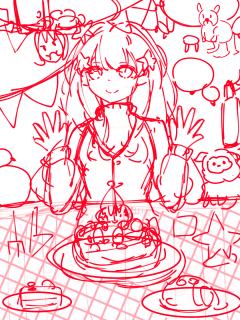 五姐妹的生日贺图，本来想只画5张的结果多画了一些拆分虽然提前