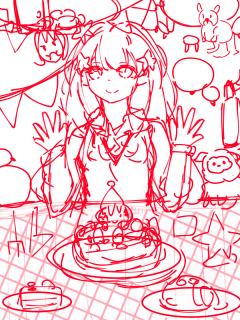 五姐妹的生日贺图，本来想只画5张的结果多画了一些拆分虽然提前