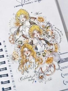 这个人物贴纸包真的完美，右划即可用于拼贴，还不用打底，只是之