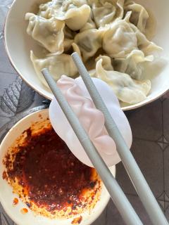吃上辣椒油的毕奇饺子🥟