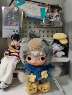 太可爱了黑芝马，自己钩了围巾小鞋可爱，买的便宜套装也很酷啊，