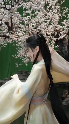 『昭昭的江湖明信片』昭昭梨花树下的可爱连拍笔芯嗷呜~