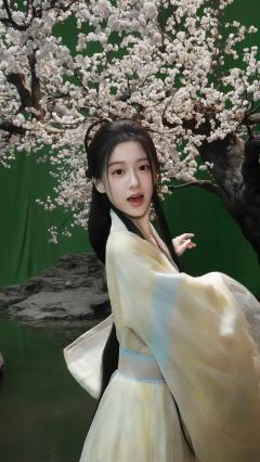 『昭昭的江湖明信片』昭昭梨花树下的可爱连拍笔芯嗷呜~