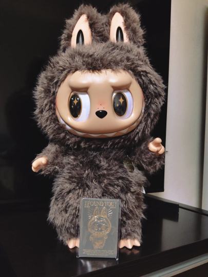 999元买到的全新labubu大首领。非常的大，头跟我一样大。眼睛可以动，手和脚和尾巴都可以随意凹造型太划算了，非常满意