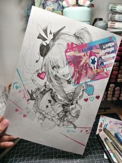 摸了火花的光锥图～看到的第一眼就觉得非常适合双拼风格，作画过