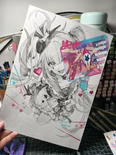 摸了火花的光锥图～看到的第一眼就觉得非常适合双拼风格，作画过