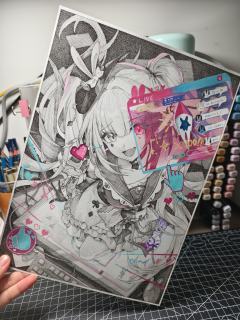 摸了火花的光锥图～看到的第一眼就觉得非常适合双拼风格，作画过