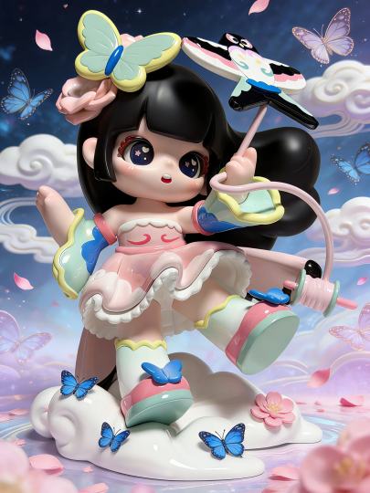 执纸鸢，蝶舞云间，粉樱轻落满春欢。