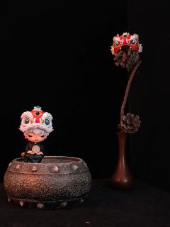 小野改娃，帽子必不可少，醒狮头格外喜庆，红色龙头，醒狮头都感