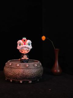 小野改娃，帽子必不可少，醒狮头格外喜庆，红色龙头，醒狮头都感