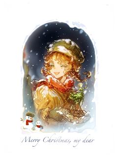 大家圣诞快乐！也是一种旧图重绘，p2是六年前画的圣诞贺图w