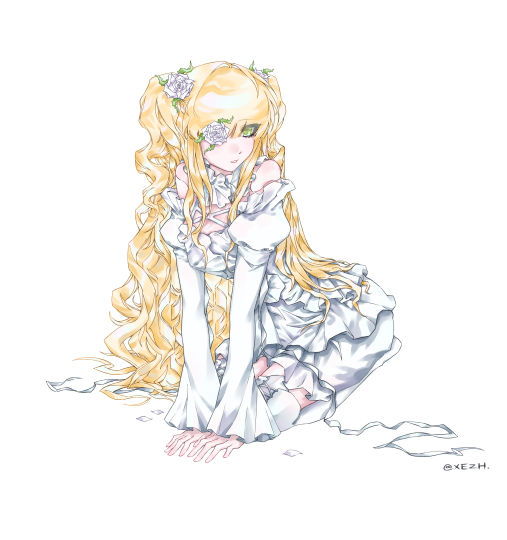 怎么感觉黑白的比上色的好看很满意这个线稿！但是长卷发真的太难画太难画了，真不擅长这种全身都是浅色的孩子这张雪华画着感觉比水银灯那张还折磨一点最近一直沉迷游戏，总之拖着拖着还是画完了