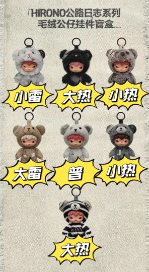 小野毛绒公仔挂件盲盒来了6➕1的配置，这是小野首个毛绒挂件，pick哪一个？
