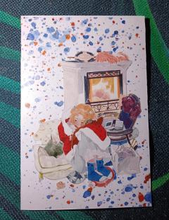 和纸大背景打底，装饰普通白卡；同系列胶带的搭建起小背景，再把