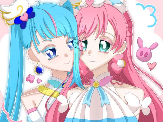 很少画贴贴，这张两人居然没有像不熟一样还挺神奇的吧就是（）