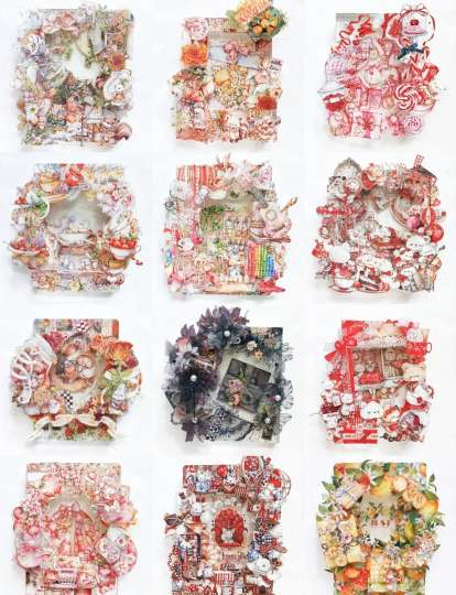 都是卡砖卡砖，已上新
多是狮子太太@狮子想睡到自然醒 画的
胶带名称笔记如下：
p3染夏
p4春日沁茶
p5专属熊熊
p7Grace Gift（p13、14、15、16）
p8谧野之森（p16）
p8