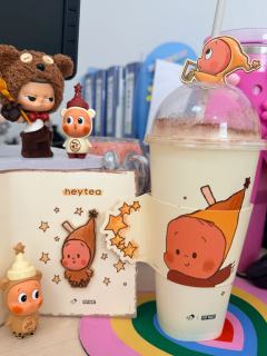 可可爱爱的星星人珍珠奶茶🧋也是配起来了，茶碗一点没买上，徽
