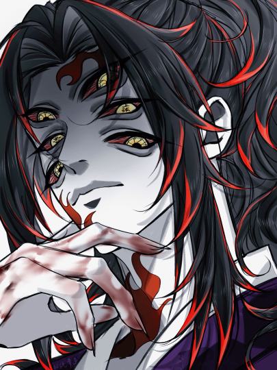 没看之前完全戳中自己审美的鬼／～鬼前鬼后都好帅呜呜🥹小乖乖黑死牟～