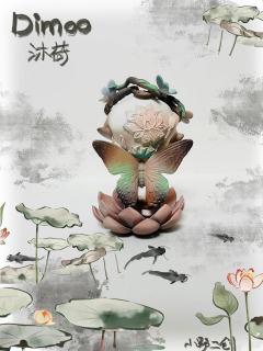 Dimoo改娃 夏至沐荷
透色珠光面具 磁吸  ，头上树藤编