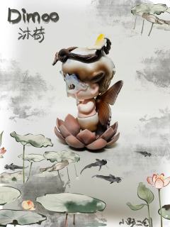 Dimoo改娃 夏至沐荷
透色珠光面具 磁吸  ，头上树藤编