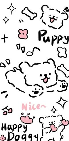 线条小狗背景图来了，第一个不是很完整，谢谢理解