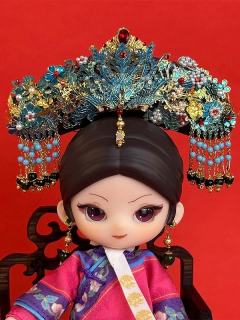 华妃bjd改娃 非遗工艺还原点翠凤冠
