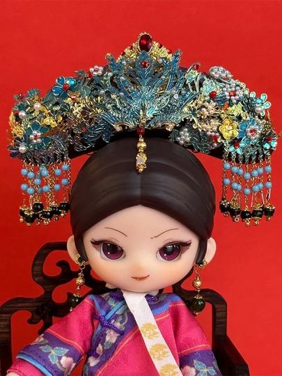 华妃bjd改娃 非遗工艺还原点翠凤冠