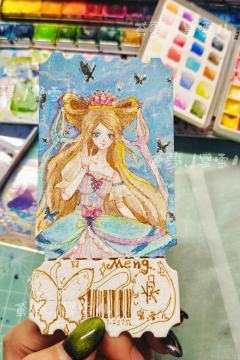 🦋这是什么梦幻小蛋糕（梦公主手绘票根）✨
.
手绘水彩票根