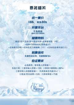 
一·票务相关
统一票价：188r, 限票80张
开票平台：