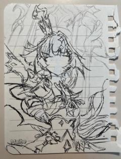 自己画的刻律德菈
（第一张原图）
不敢画脸，因为画了几次都没