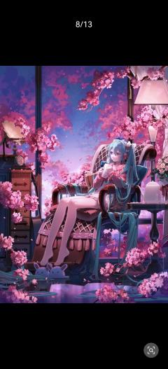 超好看的初音美图，看看背景多浪漫啊！