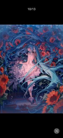 超好看的初音美图，看看背景多浪漫啊！