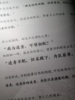 “我与凌青，可堪相配？”
“凌青不配，但求殿下，为臣屈尊。”