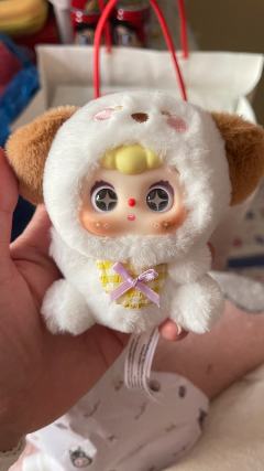 想要抽自己的生肖款，没抽到抽了只可爱的小狗，眼睛还能换很可爱