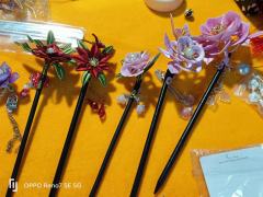 绒花琉璃，发簪发钗，扭扭棒的摆件，可定制