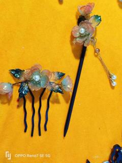 绒花琉璃，发簪发钗，扭扭棒的摆件，可定制