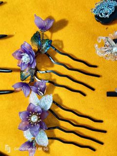 绒花琉璃，发簪发钗，扭扭棒的摆件，可定制