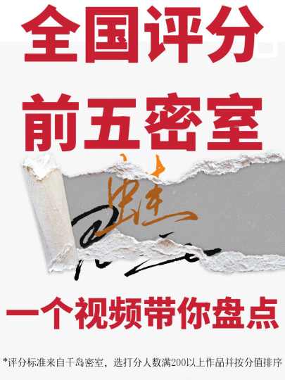 *评分标准来自千岛密室，选打分人数满200以上作品并按分值排序由于惊魂记无宣传PV，对应素材使用了@密室逃脱啊琨 的视频代替