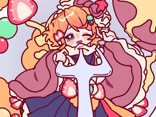 非常喜欢这个华夫饼铃酱，其实刚出来的时候就想画了，但是一直没手感💪🏻今天又有想法又有手感💪🏻好耶💪🏻💪🏻