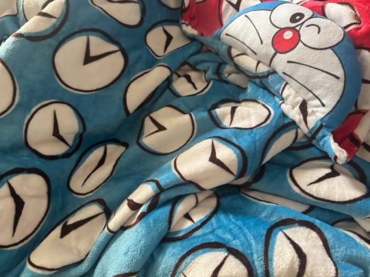 很软的小毯子，还有一个小哆啦