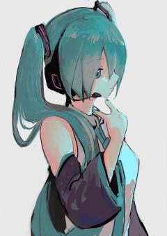 抄的手办
其实这款手办是之前那个单马尾miku的侧面...再